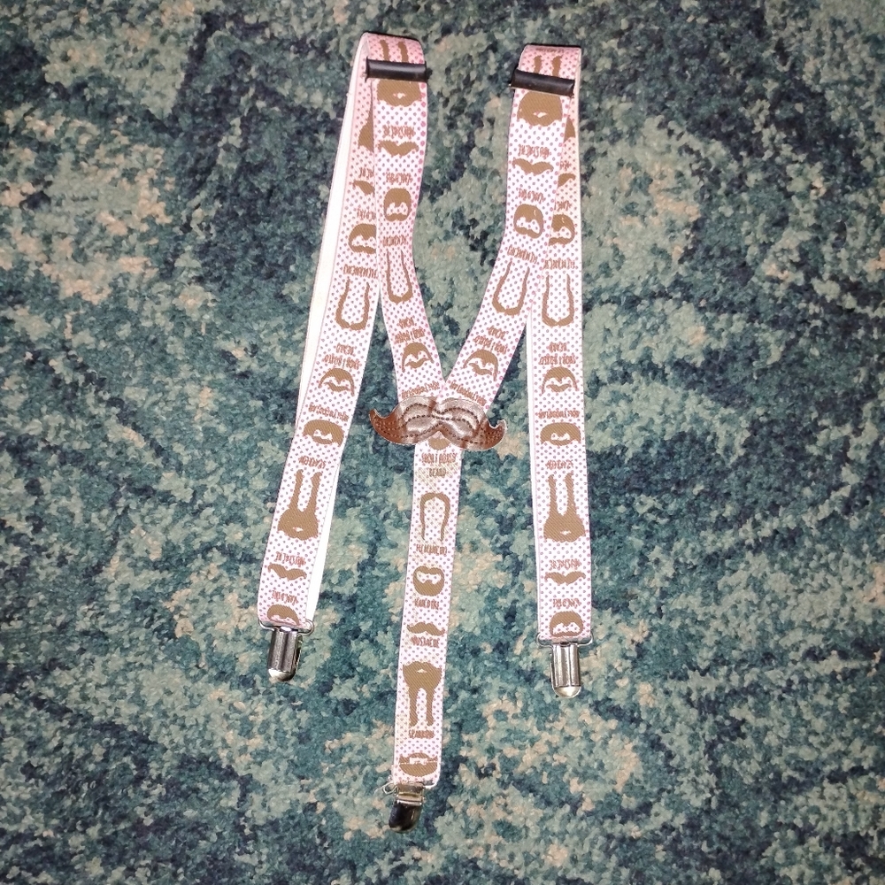 Kids Red Polka Dot Mustache Suspenders